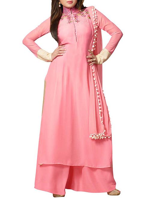 pink georgette suit - 9813695 - Very Small Image - 1