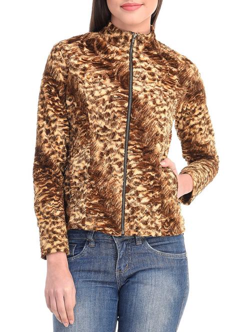 orange poly crepe printed jacket - 9813746 - Very Small Image - 1