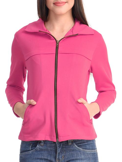 pink poly lycra plain jacket - 9813755 - Very Small Image - 1