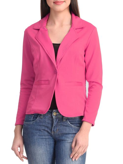 solid pink poly lycra blazer - 9813761 - Very Small Image - 1