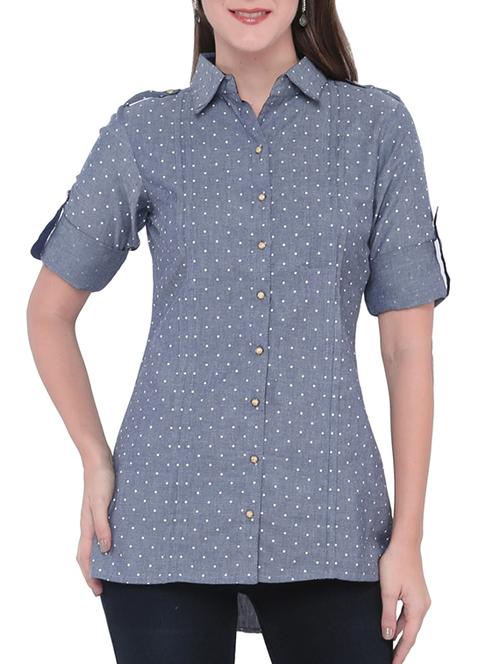 grey printed top - 9813969 - Very Small Image - 1