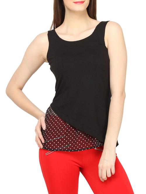 stylish black polka dots sleeveless top - 981421 - Very Small Image - 1