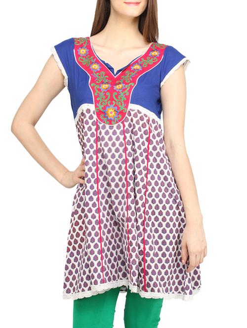 multi colored printed cotton kurti - 981478 - Very Small Image - 1