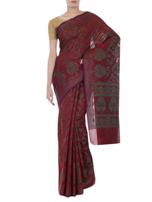 silk woven saree with blouse - 9814887 - Very Small Image - 1