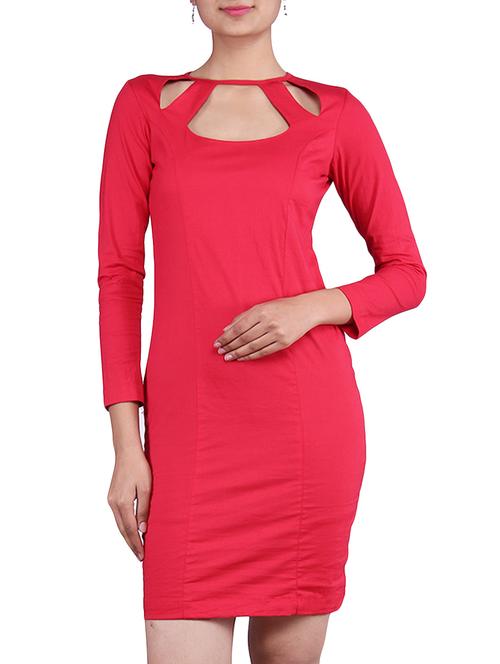 red cotton lycra dress - 9818381 - Very Small Image - 1