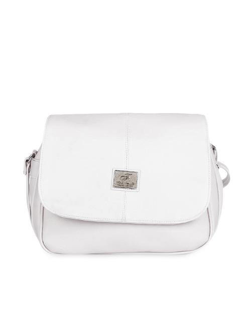 Solid white leatherette sling bag - 9818396 - Very Small Image - 1