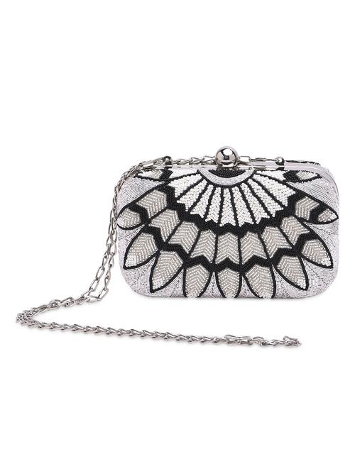 silver and black beaded clutch - 9819423 - Very Small Image - 1