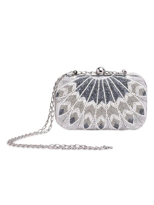 Silver beaded wing-inspired clutch - 9819425 - Very Small Image - 1