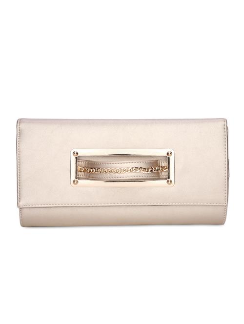 gold leatherette hand-in strap clutch - 9819452 - Very Small Image - 1