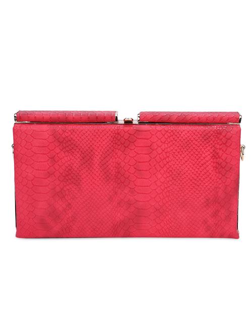 red leatherette mock-croc clutch - 9819462 - Very Small Image - 1