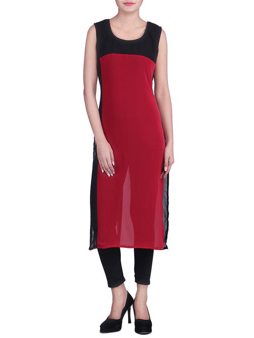 maroon georgette tunic - 9820674 - Very Small Image - 1