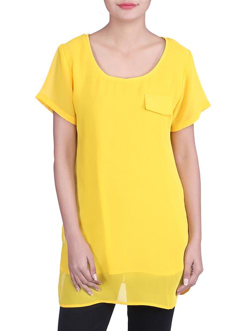 yellow georgette top - 9820686 - Very Small Image - 1