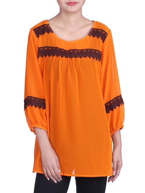 orange georgette top - 9820690 - Very Small Image - 1