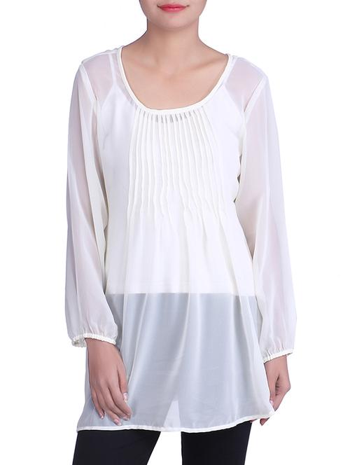 off white georgette top - 9820709 - Very Small Image - 1