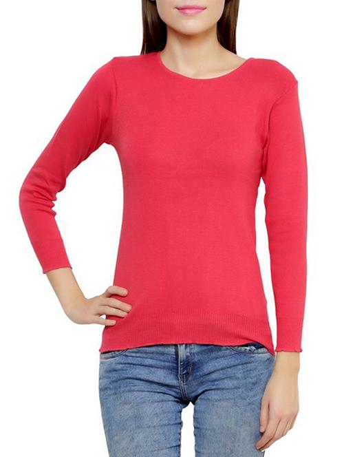 red cotton blend pullover - 9820787 - Very Small Image - 1