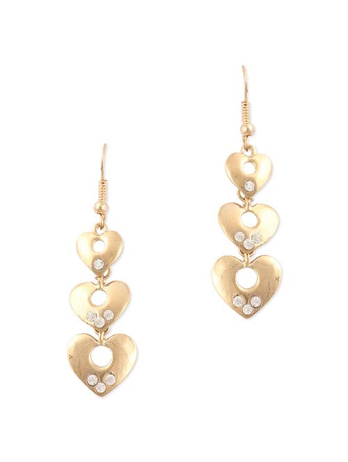 golden three hanging hearts earring - 982341 - Very Small Image - 1