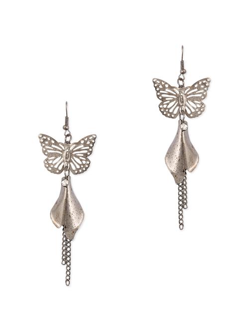 antique grey butterfly with leaf hanging earring - 982349 - Very Small Image - 1