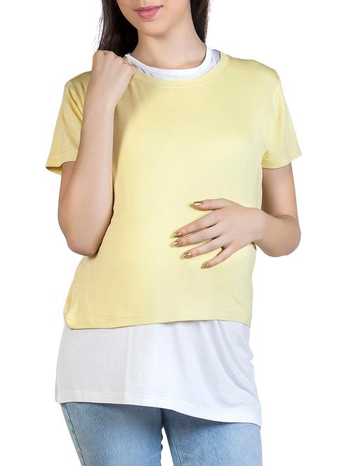 yellow and white overlay maternity top - 9823554 - Very Small Image - 1