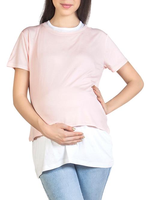 light pink and white overlay maternity top - 9823555 - Very Small Image - 1