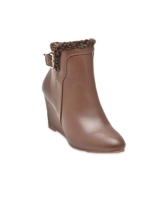 Brown Faux Leather Boots - 9833077 - Very Small Image - 1