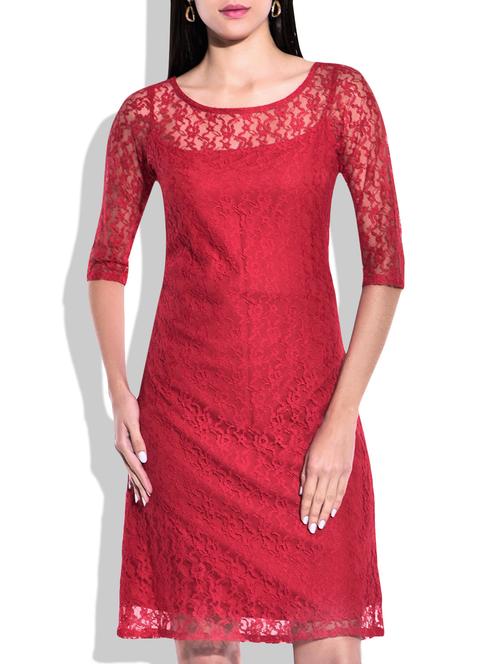red crepe sheath dress - 9837566 - Very Small Image - 1