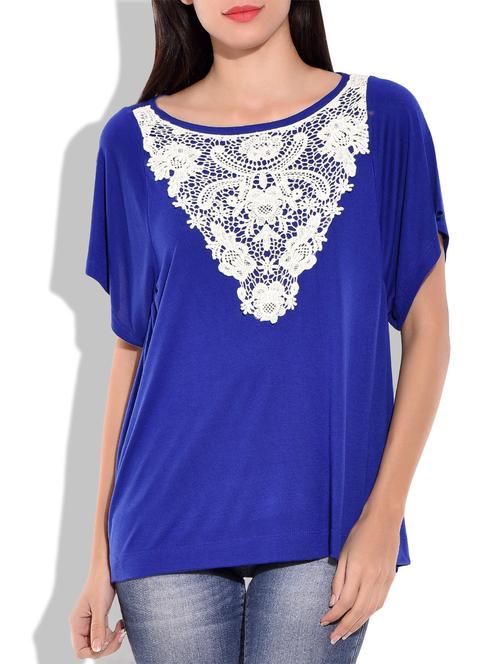 blue viscose knit top - 9839034 - Very Small Image - 1