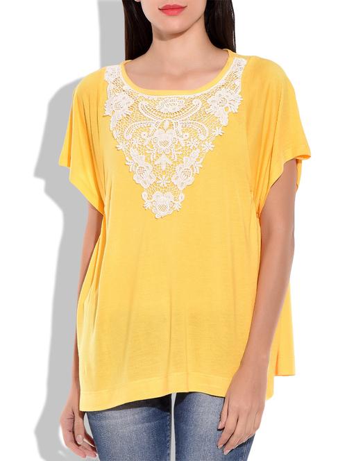 yellow viscose knit top - 9839036 - Very Small Image - 1
