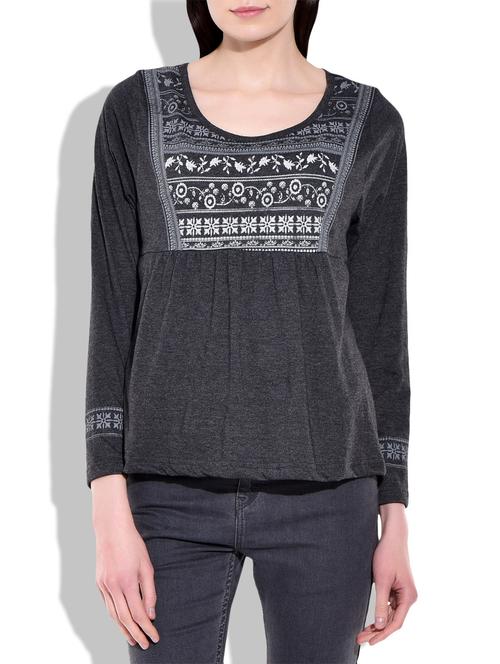 grey viscose knit top - 9839050 - Very Small Image - 1