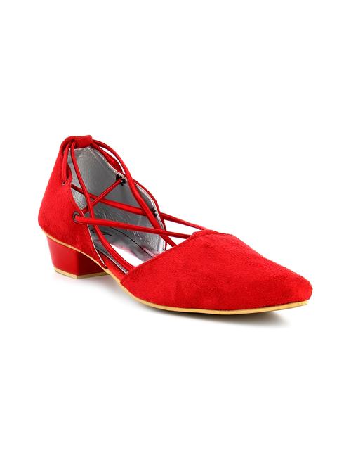 red plain synthetic leather heel sandal - 9839842 - Very Small Image - 1