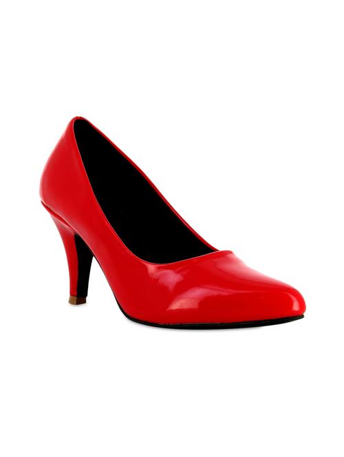 Red Plain Synthetic Leather Pumps - 9839890 - Very Small Image - 1