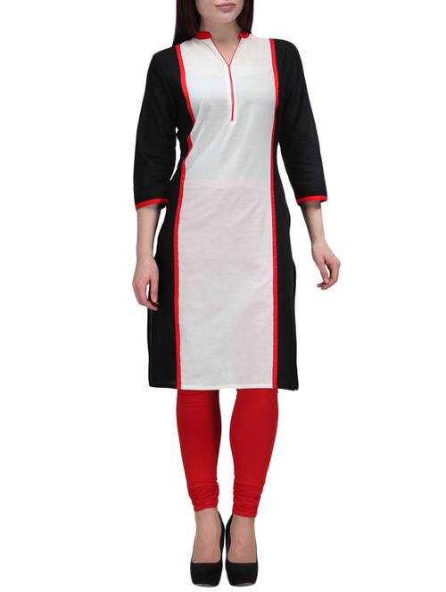 black cotton straight kurta - 9841759 - Very Small Image - 1