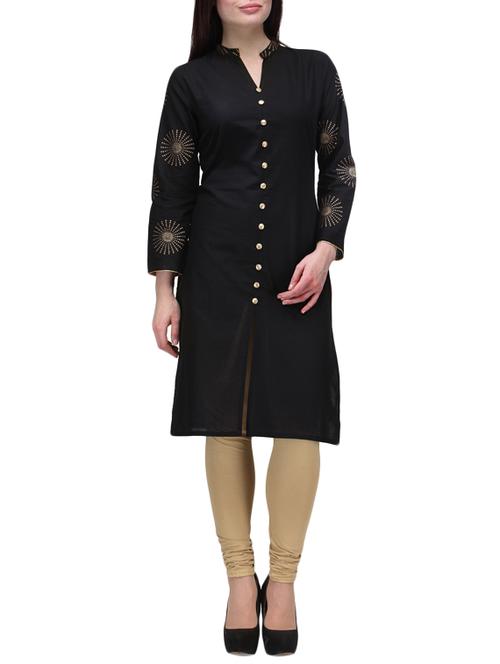 black cotton kurta - 9841760 - Very Small Image - 1