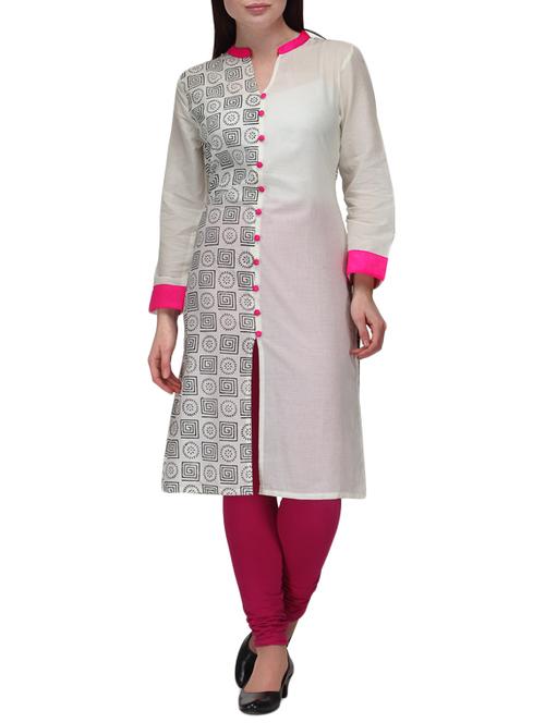 cream cotton kurta - 9841763 - Very Small Image - 1