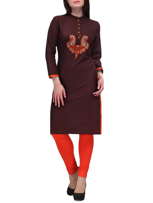 coffee cotton kurta - 9841766 - Very Small Image - 1