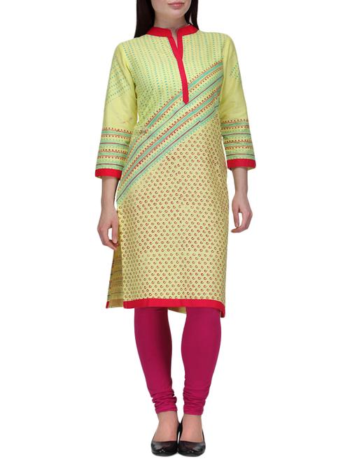 yellow cotton kurta - 9841778 - Very Small Image - 1