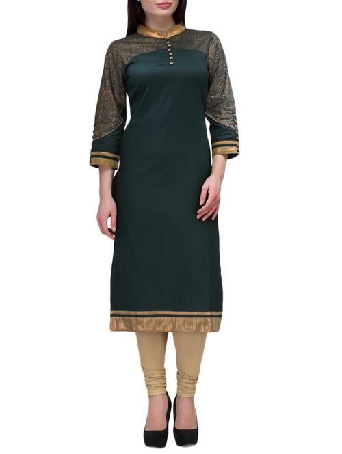 green cotton kurta - 9841779 - Very Small Image - 1