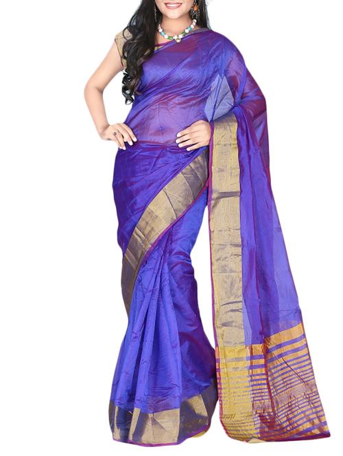 purple cotton silk blend saree - 9844123 - Very Small Image - 1