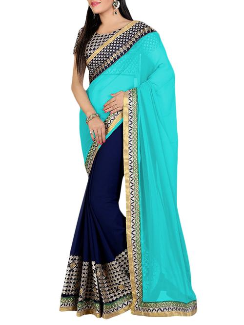 sky georgette embroidered saree - 9844136 - Very Small Image - 1