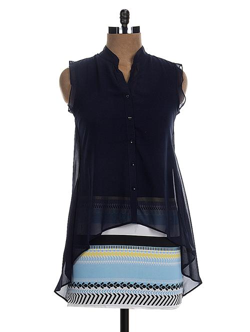 black -multi double layered chiffon short dress - 985909 - Very Small Image - 1