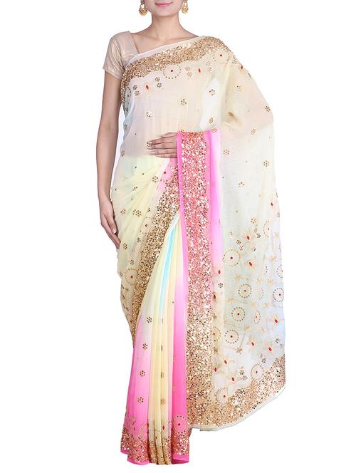 MULTI color chiffon Saree - 9861031 - Very Small Image - 1