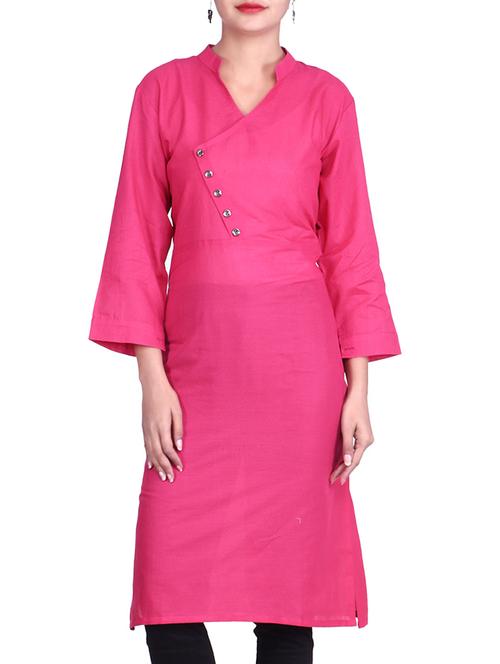 magenta cotton straight kurta - 9861215 - Very Small Image - 1
