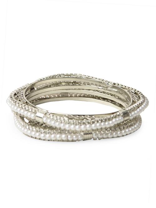 silver with white pearls bangles (set of 2) - 986124 - Very Small Image - 1