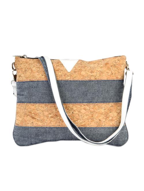 funky denim and cork print sling bag - 986155 - Very Small Image - 1