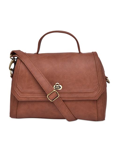 tan leather triangular handbag cum shoulder bag - 9862056 - Very Small Image - 1