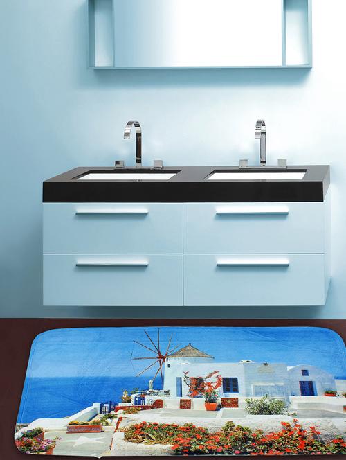 multicolor microfiber printed long bath mat - 9864285 - Very Small Image - 1