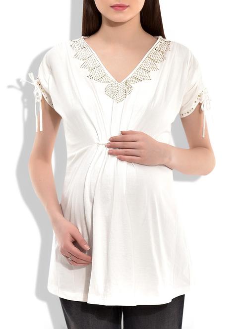 metallic studs embellished maternity top - 9865687 - Very Small Image - 1