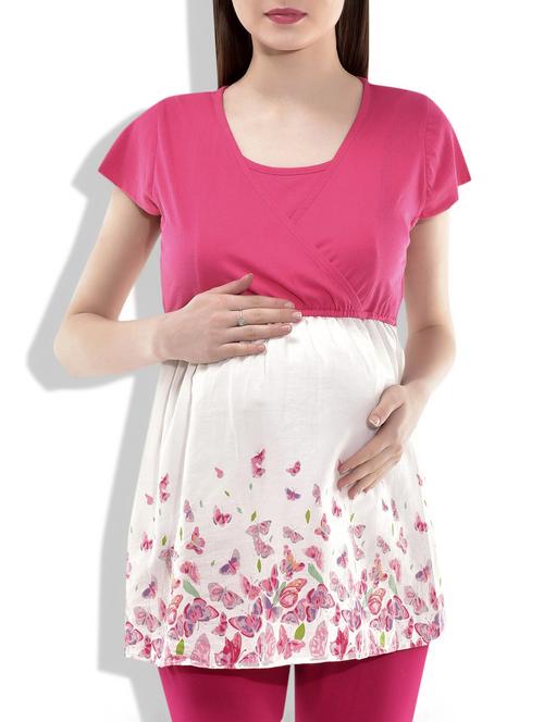 pink printed wrap top - 9865695 - Very Small Image - 1