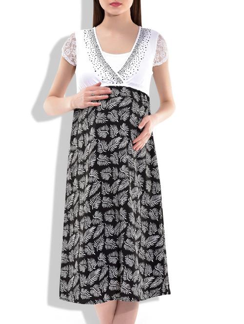 rhinestone embellished nursing dress with inner nursing layer - 9865709 - Very Small Image - 1