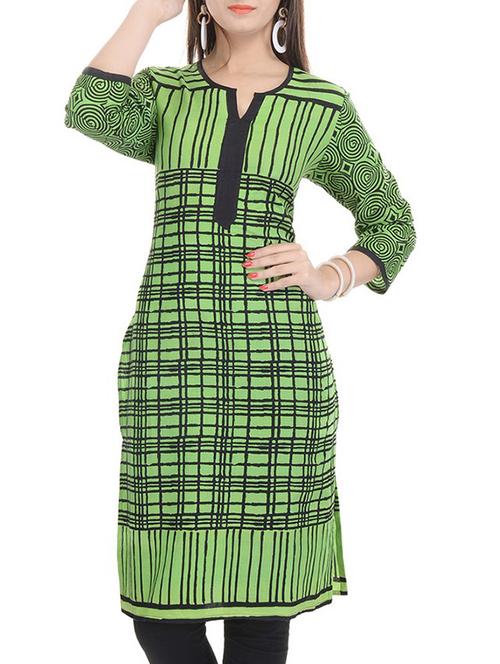 green cotton kurta - 9866154 - Very Small Image - 1