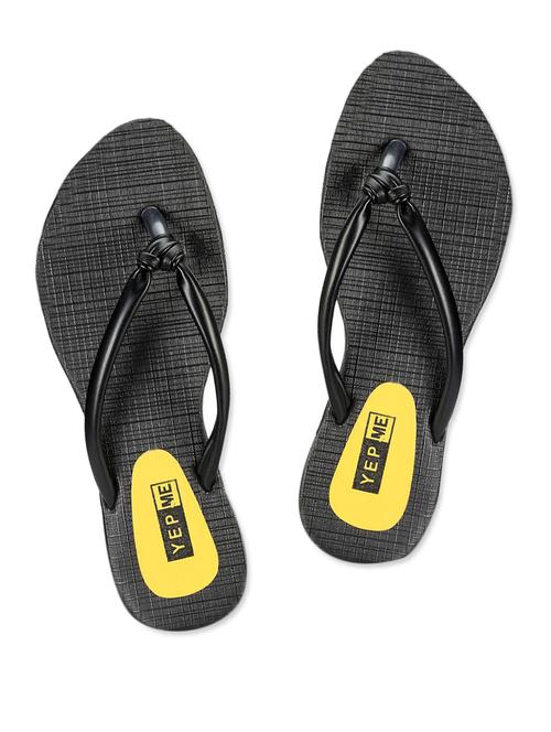 Leatherette Black Toe Separator Sandals - 987011 - Very Small Image - 1